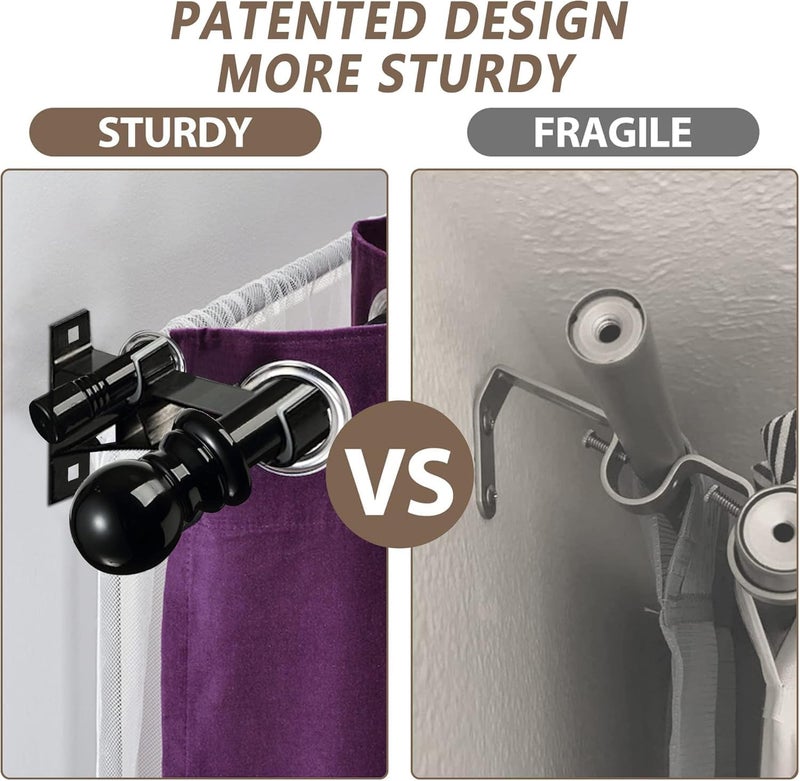 SOMUNS Double Curtain Rod 72 to 144 Inch, Blackout Curtain Rods for Windows with Heavy Duty Snap-On Bracket, 1 inch Stainless Steel Dual Rods for Drapes and Curtains, Adjustable Sections, Decorative Finals - Image 2